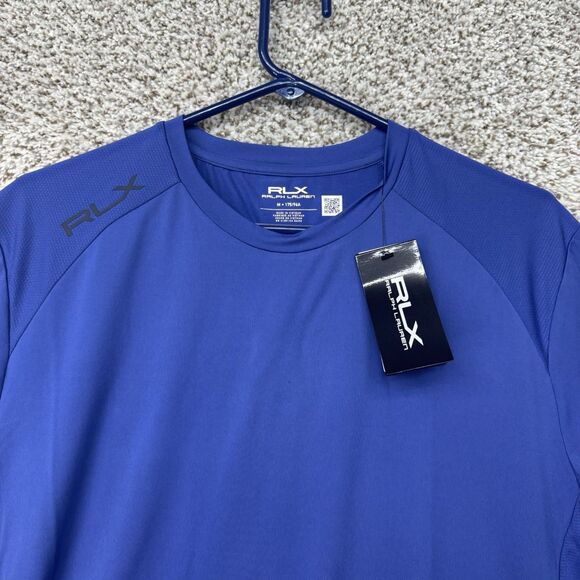 RLX Ralph Lauren Performance Stretch T-Shirt Mens Medium Blue Wicking Golf New - Picture 6 of 16